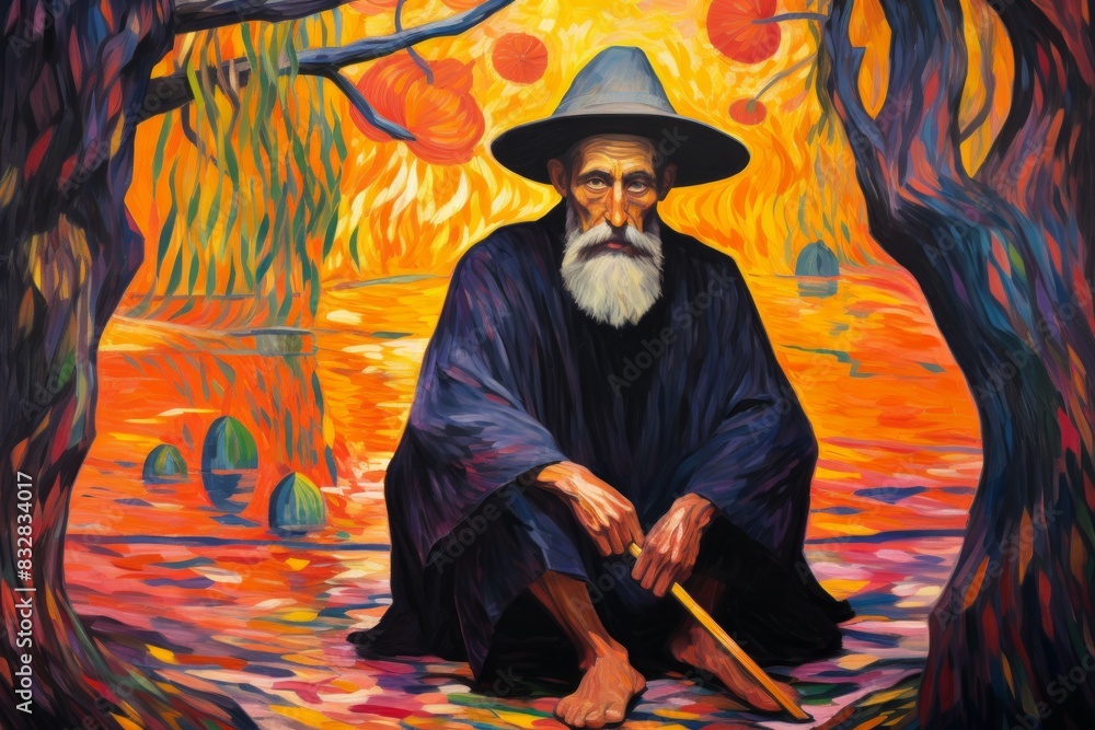 Canvas Prints a mysterious and enigmatic hermit, dwelling in solitude and possessing ancient wisdom. - generative 