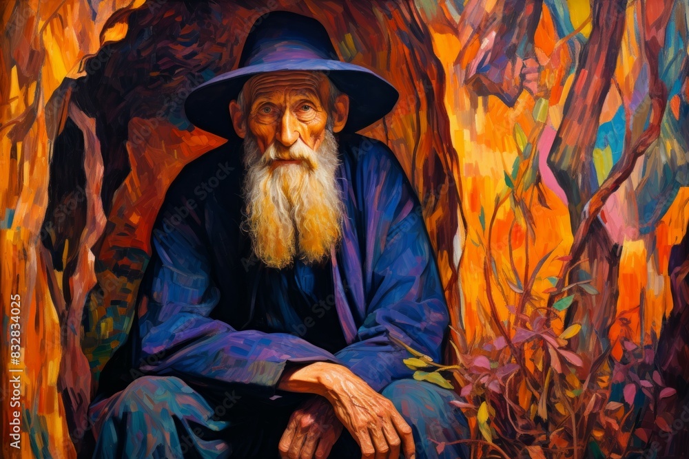 Canvas Prints a mysterious and enigmatic hermit, dwelling in solitude and possessing ancient wisdom. - generative 