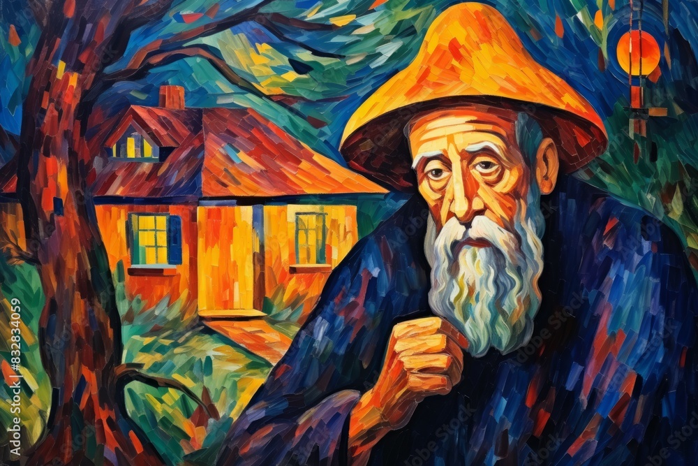 Canvas Prints a mysterious and enigmatic hermit, dwelling in solitude and possessing ancient wisdom. - generative 