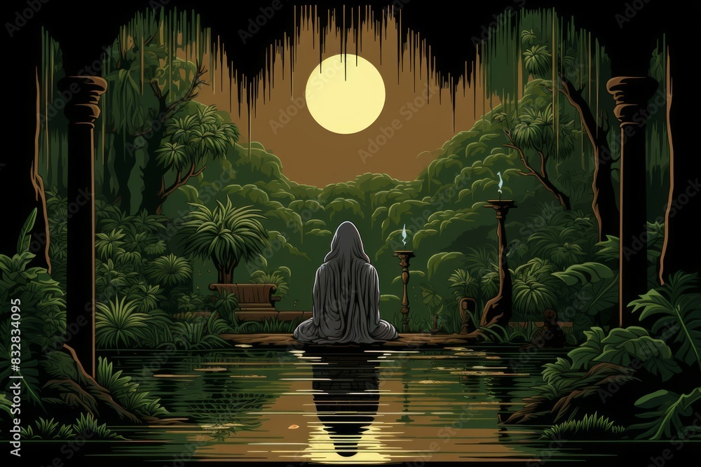 Canvas Prints a mysterious and enigmatic hermit, dwelling in solitude and possessing ancient wisdom. - generative 