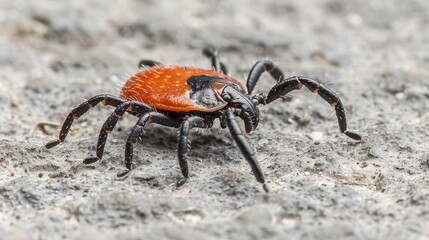 Mature female deer tick, carrier of lyme disease bacteria, also known as borreliosis vector