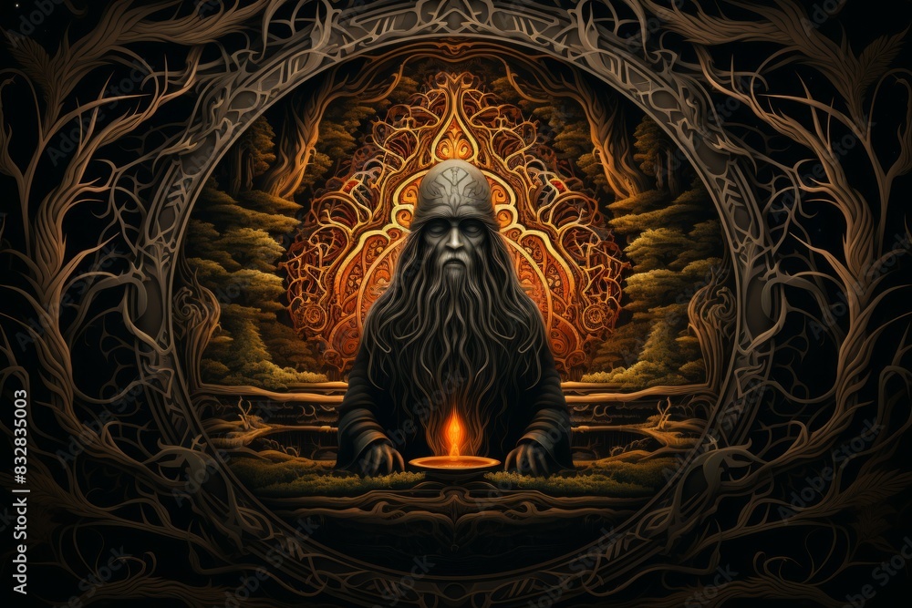 Canvas Prints a mysterious and enigmatic hermit, dwelling in solitude and possessing ancient wisdom. - generative 