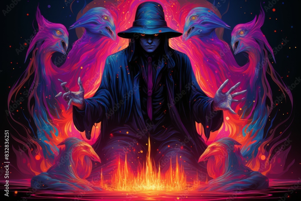 Canvas Prints a master of illusion magic, deceiving enemies with vivid phantasms and trickery. - generative ai