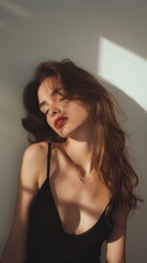 Fototapeta premium Sunlit Serenity: A Female model Portrait