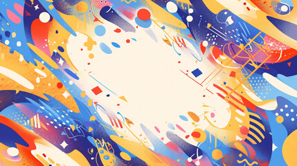 Fototapeta premium A whimsical abstract background designed for children featuring playful shapes and vibrant colors, with ample copy space for creative projects