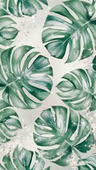 A charming background picture with a soft, bright background pattern inspired by the stunning leaves of the monstera delicata.