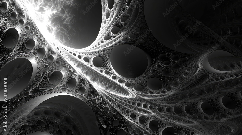 Aufkleber black and white digital abstract fractal background created on a computer