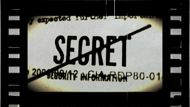 Secret document on filmstrip with dust and scratches