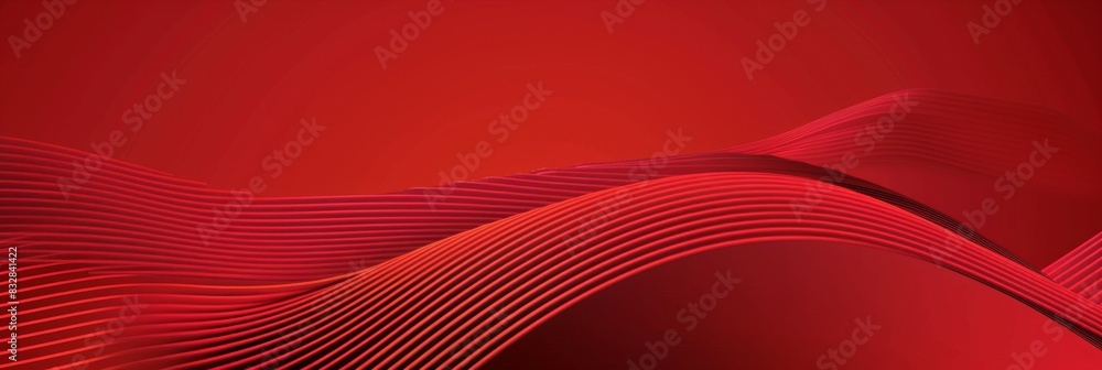 Poster red background, geometric lines and shapes gradient background, simple layout generative ai