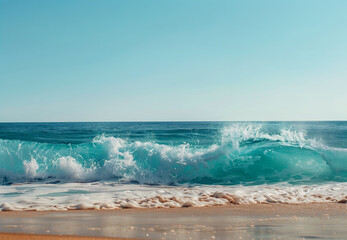 AI Image. Waves next to the sandy paradise beach