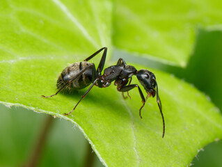 Black Carpenter Ant in Cleaning Mode