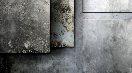 Natural stone and metal background. Shades of gray