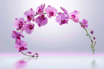 Pink orchid flower blossoms on a branch in spring
