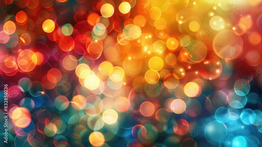 Poster blurred multicolored lights creating a bokeh effect in the abstract background