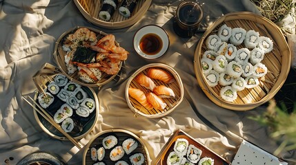 seafood, meal, sushi, closeup, food, fresh, japanese, lunch, plate, rice, salmon, healthy, dinner, epicure, fish, delicious, traditional, cookery, dish, maki, asia, japan, raw, white, vegetable, culin