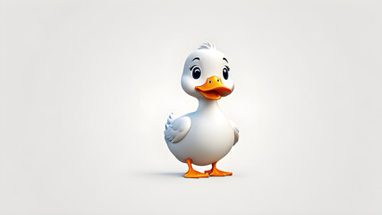 Cute duck cartoon isolated on white background, Generative AI