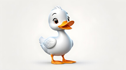 Cute duck cartoon isolated on white background, Generative AI