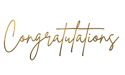 Congratulations stylish calligraphy text 3d gold chrome template transparent background