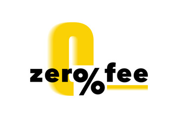 Zero fee logo design with zero and percent sign. Design concept of down payment installment, nil number, free trial period, interest rate. Vector illustration