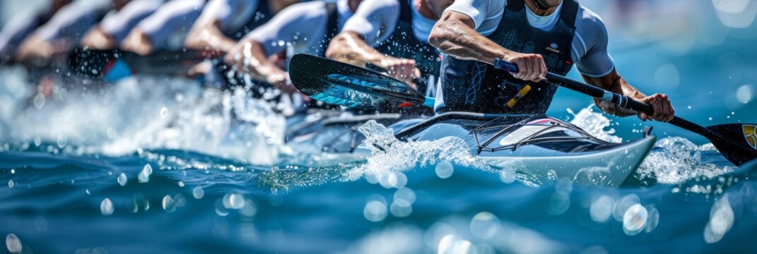 Canoeist s precise grip on paddle demonstrates control in turn, olympic sport concept