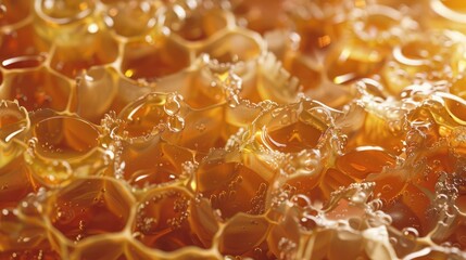 Close up of honey filled honeycombs