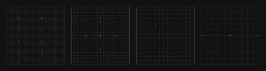 Set of square grid background with empty space on dark gray backdrop. Design of square graph paper, school math sheet, grid paper sheet, notebook pattern, architectural graph paper
