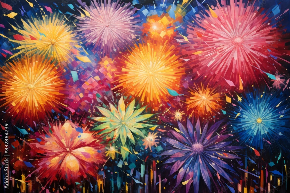 Wall mural Fireworks - Generative AI