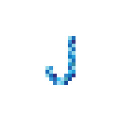 letter J pixels, blue simple vector logo symbol