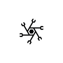 simple hexagon equipment symbol logo vector