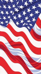 Waving American Flag - Minimalistic Poster Design