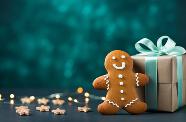 Obraz premium Christmas gingerbread man. Gifts and holiday, happy New Year.