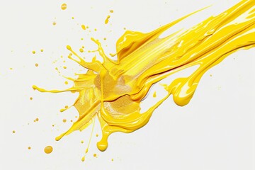 splash of yellow glittery nail polish on plain white background from Generative AI