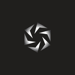 direction, rotating arrow hexagon simple vector logo symbol