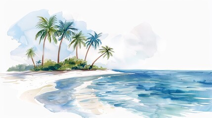 landscape of an island full of palm trees