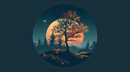 Cartoon style horizon landscape