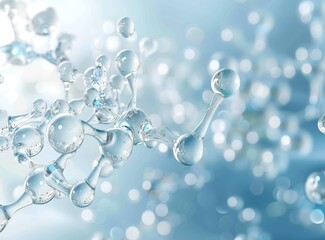 illustration of water molecules on light blue background