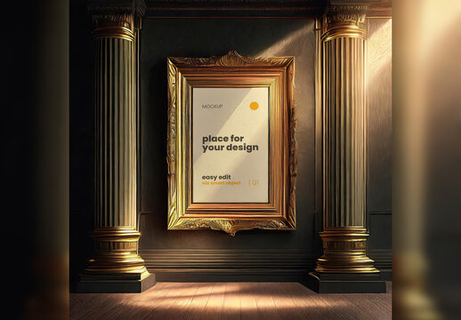 Elegant Baroque Scene Poster Frame Mockup 14 Generative Ai