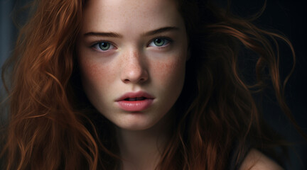 Fototapeta premium a candid front portrait of a young beautiful woman skin looking and facing to camera