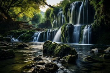 Obraz premium Waterfalls - Generative AI