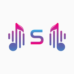 letter S Logo with Pulse music player element. Logo template electronic music, equalizer, dj, nightclub, disco. Audio wave logo concept, Multimedia