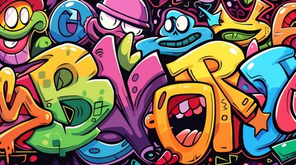 Vibrant urban graffiti art with energetic patterns capturing contemporary street art movements