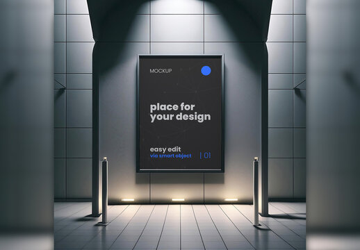 Gallery Poster Billboard Frame Mockup 02 Generative Ai