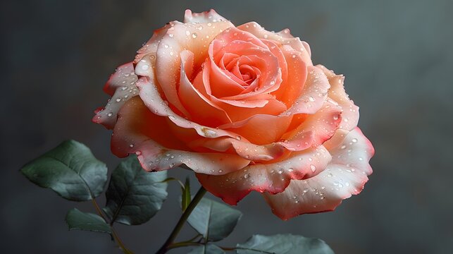 Pink rose with water drops