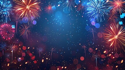 Design a poster with a Happy 4th of July message and fireworks