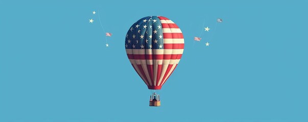 Obraz premium Generate a visual of a hot air balloon with an American flag design