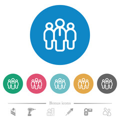 Team outline flat round icons