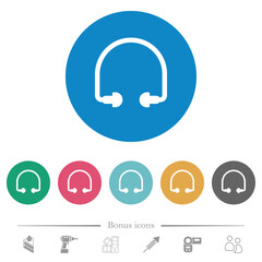 Earphones flat round icons