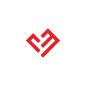 letter rM heart, square geometric symbol simple logo vector