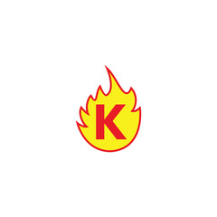 letter K fire geometric symbol simple logo vector