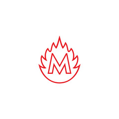 letter M fire line geometric symbol simple logo vector